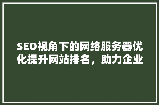 SEO视角下的网络服务器优化提升网站排名，助力企业腾飞
