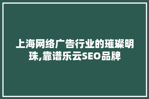 上海网络广告行业的璀璨明珠,靠谱乐云SEO品牌