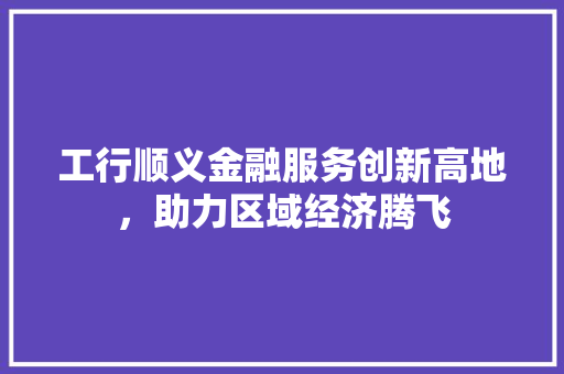 工行顺义金融服务创新高地，助力区域经济腾飞