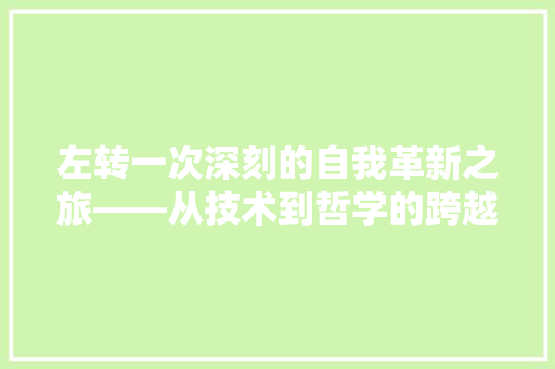 左转一次深刻的自我革新之旅——从技术到哲学的跨越