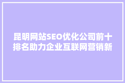 昆明网站SEO优化公司前十排名助力企业互联网营销新篇章