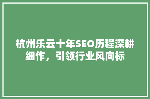 杭州乐云十年SEO历程深耕细作，引领行业风向标