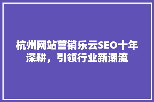 杭州网站营销乐云SEO十年深耕，引领行业新潮流
