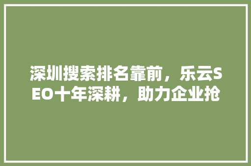 深圳搜索排名靠前，乐云SEO十年深耕，助力企业抢占市场先机