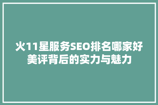 火11星服务SEO排名哪家好美评背后的实力与魅力
