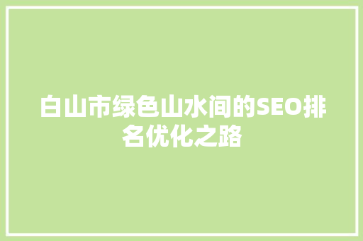 白山市绿色山水间的SEO排名优化之路