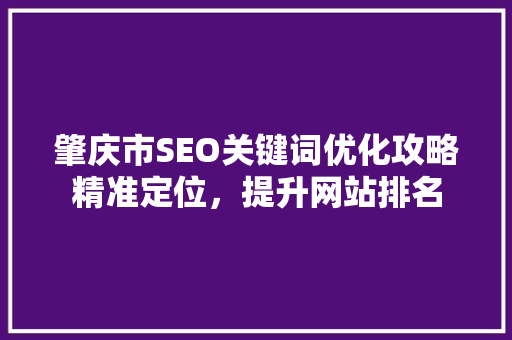 肇庆市SEO关键词优化攻略精准定位，提升网站排名