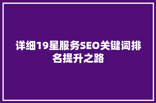 详细19星服务SEO关键词排名提升之路