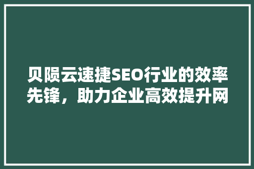 贝陨云速捷SEO行业的效率先锋，助力企业高效提升网站排名