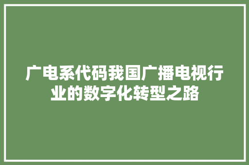 广电系代码我国广播电视行业的数字化转型之路