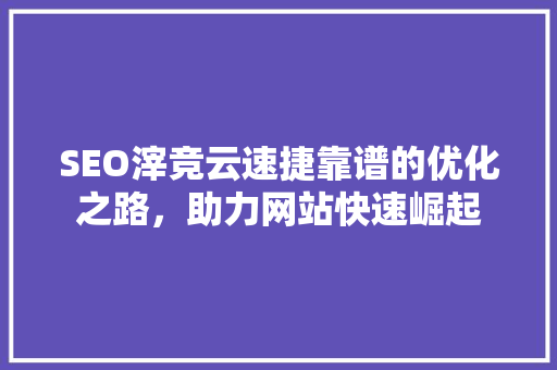 SEO滓竞云速捷靠谱的优化之路，助力网站快速崛起
