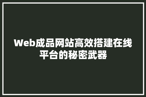 Web成品网站高效搭建在线平台的秘密武器