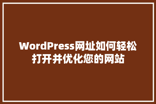 WordPress网址如何轻松打开并优化您的网站