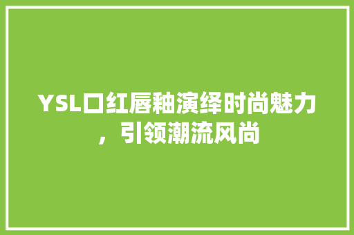 YSL口红唇釉演绎时尚魅力，引领潮流风尚