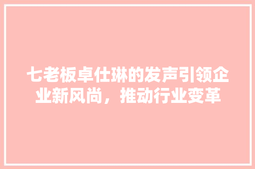 七老板卓仕琳的发声引领企业新风尚，推动行业变革