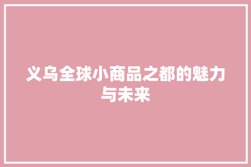 义乌全球小商品之都的魅力与未来
