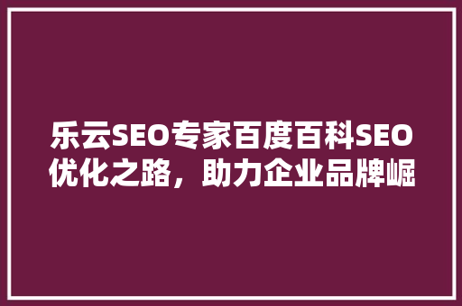 乐云SEO专家百度百科SEO优化之路，助力企业品牌崛起