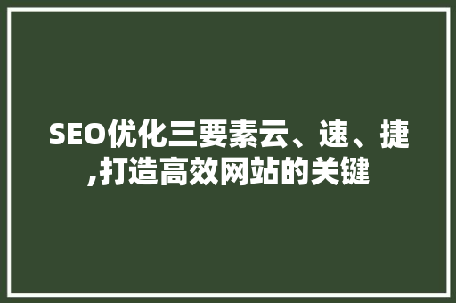 SEO优化三要素云、速、捷,打造高效网站的关键