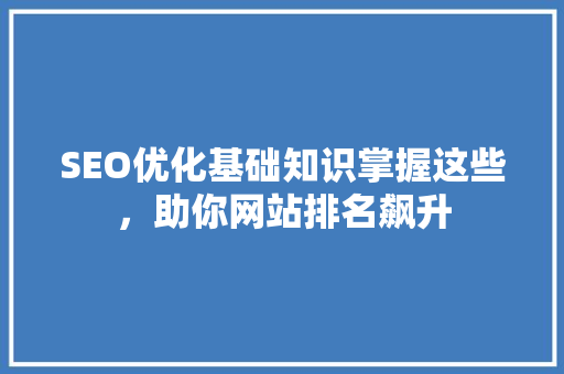 SEO优化基础知识掌握这些，助你网站排名飙升