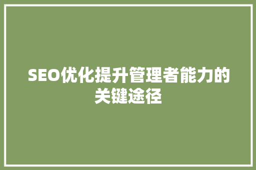 SEO优化提升管理者能力的关键途径