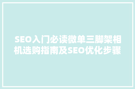 SEO入门必读微单三脚架相机选购指南及SEO优化步骤