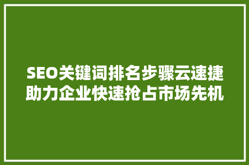 SEO关键词排名步骤云速捷助力企业快速抢占市场先机