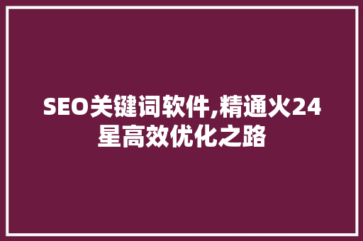 SEO关键词软件,精通火24星高效优化之路
