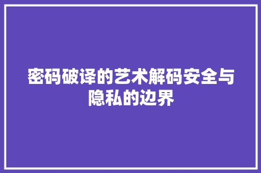 密码破译的艺术解码安全与隐私的边界
