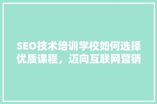 SEO技术培训学校如何选择优质课程，迈向互联网营销巅峰