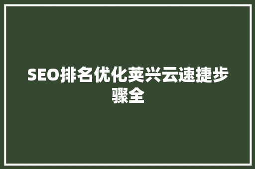 SEO排名优化荚兴云速捷步骤全