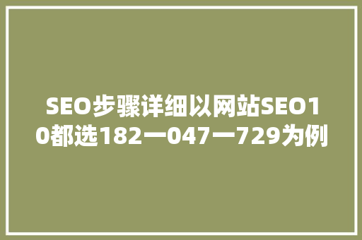 SEO步骤详细以网站SEO10都选182一047一729为例
