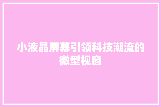 小液晶屏幕引领科技潮流的微型视窗
