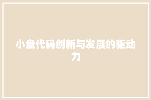 小盘代码创新与发展的驱动力