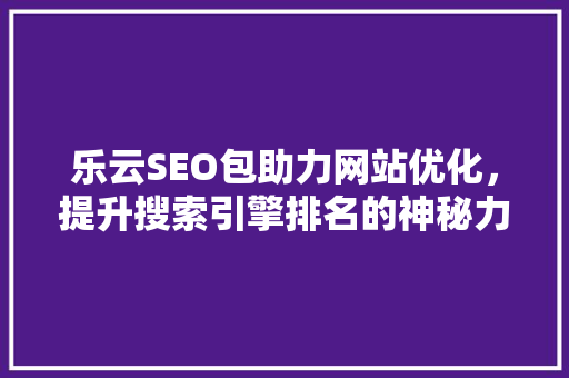 乐云SEO包助力网站优化，提升搜索引擎排名的神秘力量