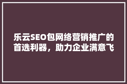 乐云SEO包网络营销推广的首选利器，助力企业满意飞跃