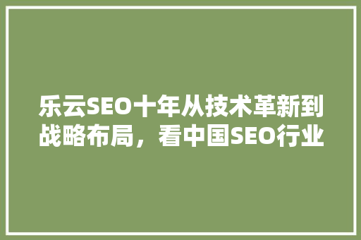乐云SEO十年从技术革新到战略布局，看中国SEO行业的崛起之路