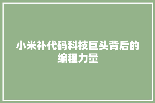 小米补代码科技巨头背后的编程力量
