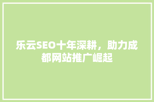 乐云SEO十年深耕，助力成都网站推广崛起