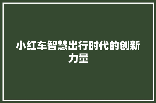 小红车智慧出行时代的创新力量