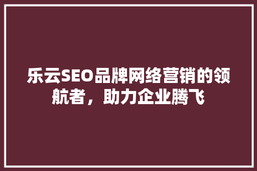 乐云SEO品牌网络营销的领航者，助力企业腾飞
