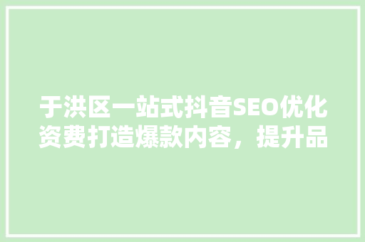 于洪区一站式抖音SEO优化资费打造爆款内容，提升品牌影响力