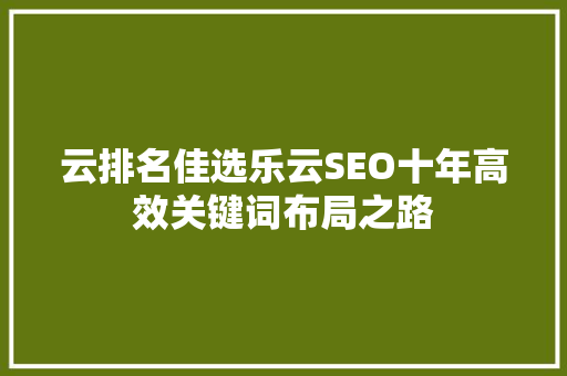 云排名佳选乐云SEO十年高效关键词布局之路