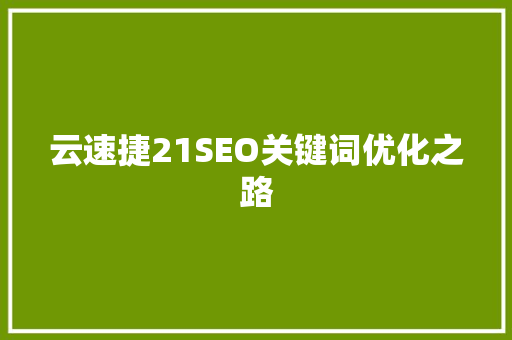 云速捷21SEO关键词优化之路
