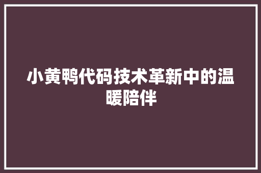 小黄鸭代码技术革新中的温暖陪伴