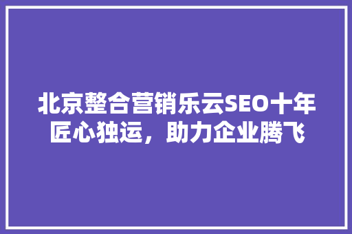 北京整合营销乐云SEO十年匠心独运，助力企业腾飞