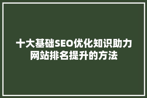 十大基础SEO优化知识助力网站排名提升的方法