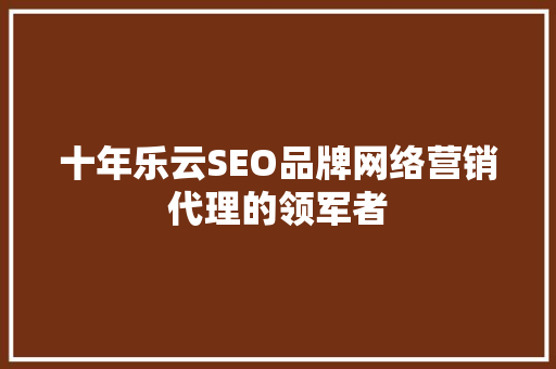 十年乐云SEO品牌网络营销代理的领军者