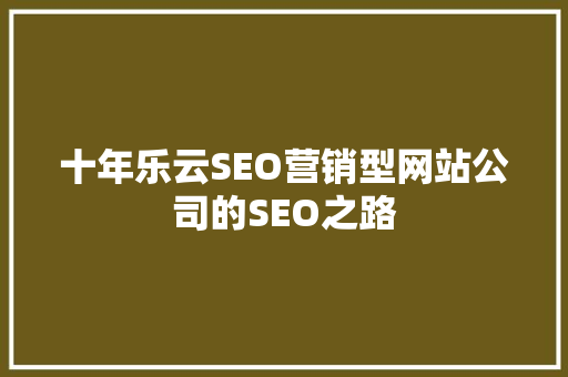 十年乐云SEO营销型网站公司的SEO之路