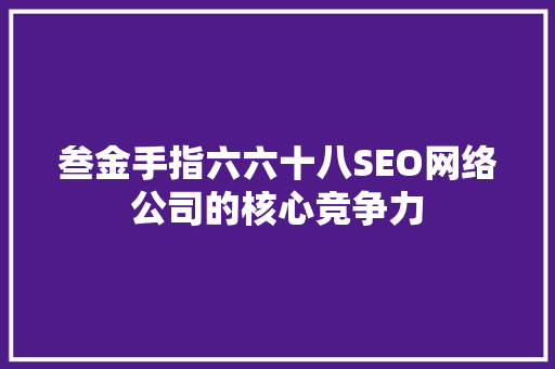 叁金手指六六十八SEO网络公司的核心竞争力
