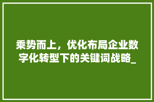 乘势而上，优化布局企业数字化转型下的关键词战略_关键词优化乘下拉  第1张